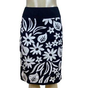 Liz Claiborne Womens Black Floral Embroidered Skirt Size 8